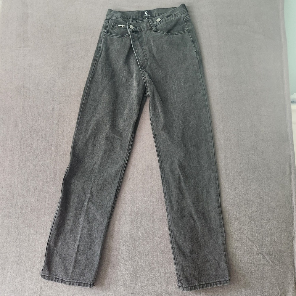 Insane Gene Jeans Womens Jeans Size 3/25‎ Crossover Waist Black Wash Baggy USA